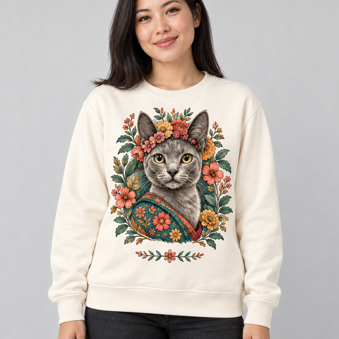 Moletom Frida Meaw — Flores & Atitude