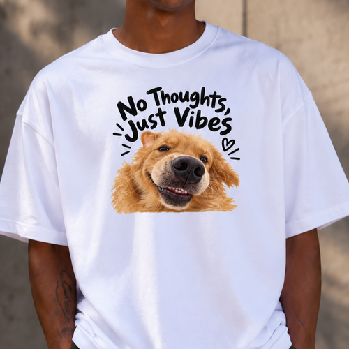 Camiseta Oversized Lucky — No Thoughts, Just Vibes