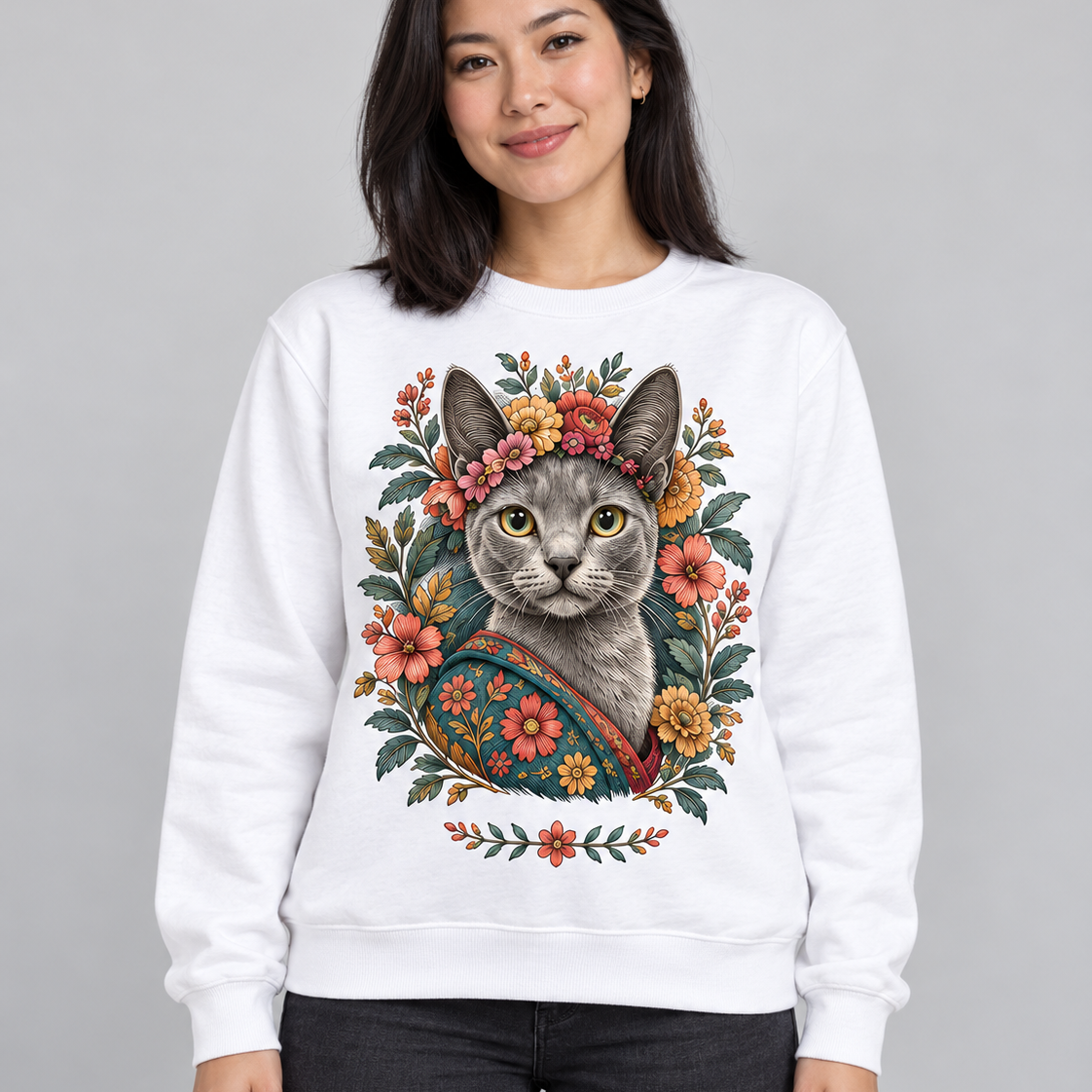 Moletom Frida Meaw — Flores & Atitude
