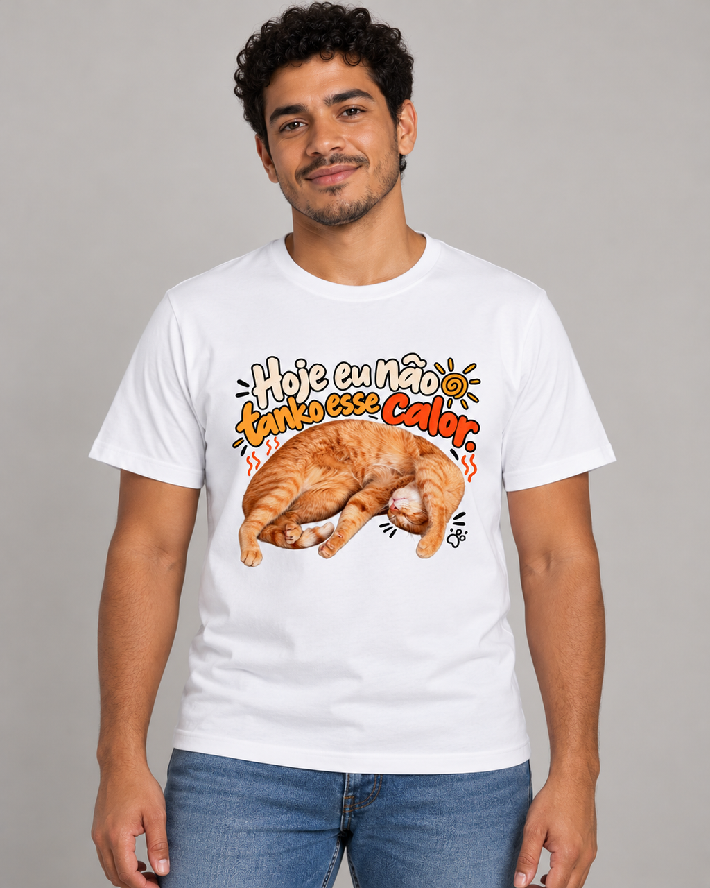 Modelo gerado vestindo camiseta branca Ginger — Não Tanko Esse Calor